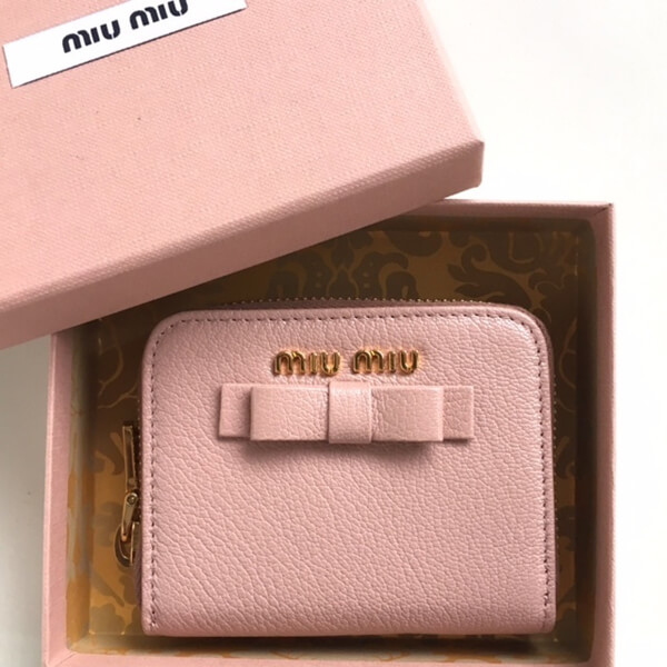 2017新作 MIU MIU MADRAS 5MM268 ミュウミュウスーパーコピー 財布 マドラスリボンコインケース-ORCHIDEA